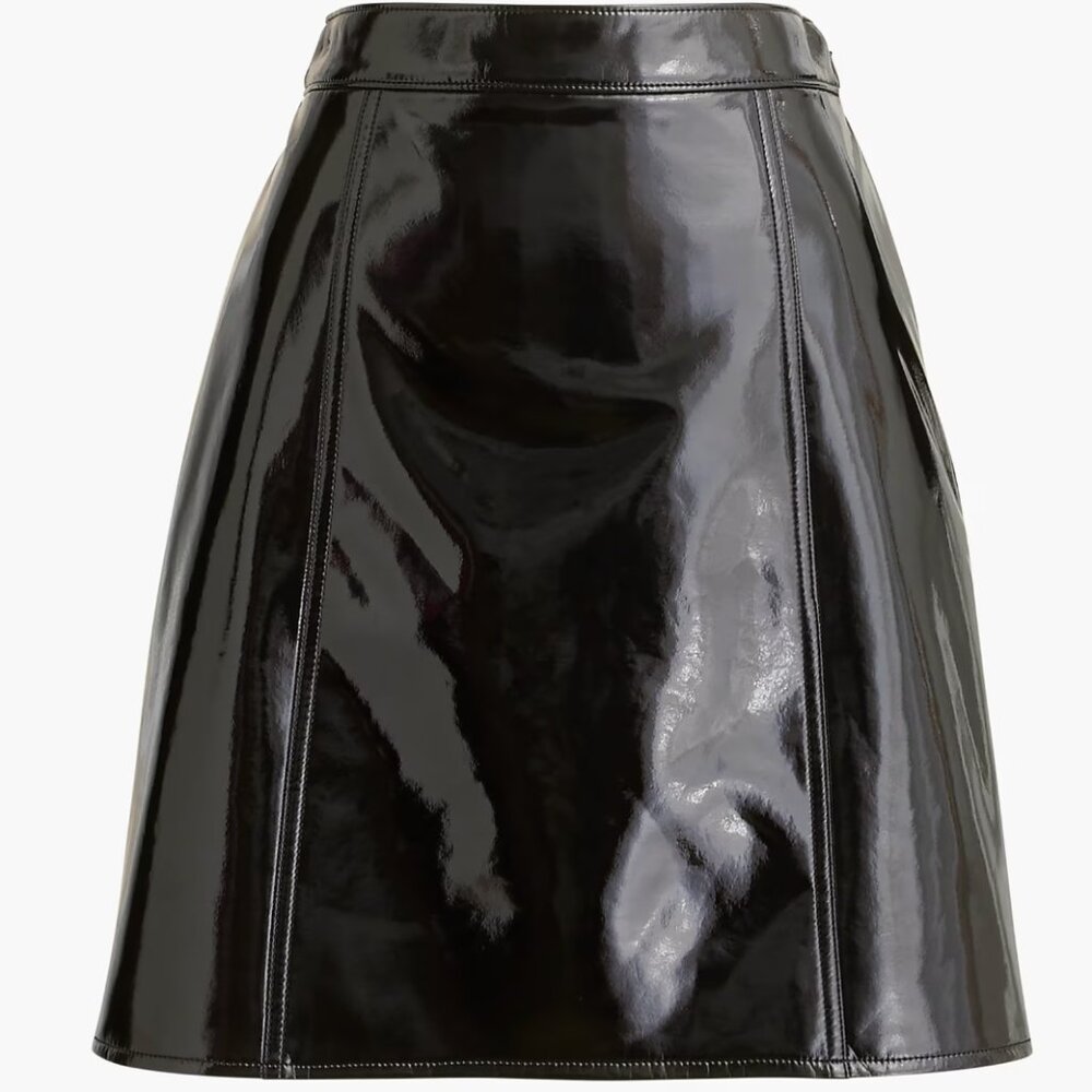 J. Crew Black Patent A-Line Mini Skirt